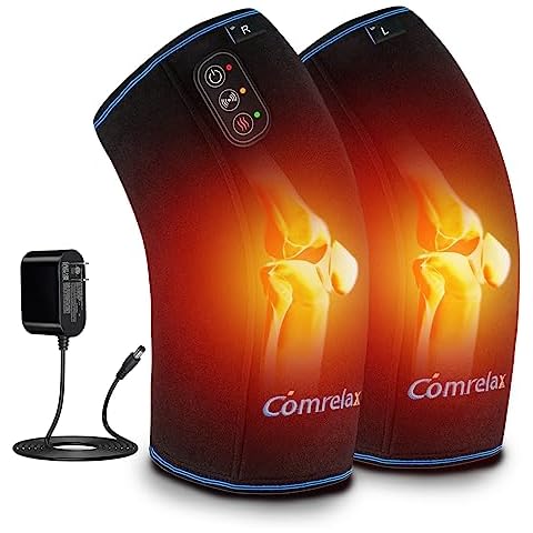 Knee Massager with Heat & Vibration, Heated Knee Brace for Knee Pain Relief, Heating Pad for Knee Joint Pain, Leg Massager, 3 Vibration Modes 3 Heat Levels, AC Adapter Provide More Heat(No Battery) Cover