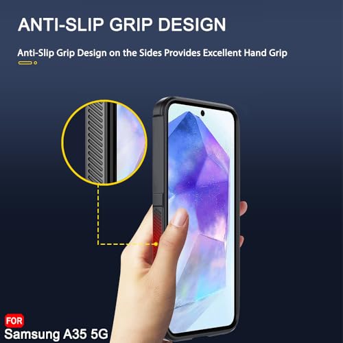 Image of TheGiftKart Liquid Silicon Back Cover Case for Samsung Galaxy A35 5G | Shockproof Military Grade Protection | Micro-Fibre Cloth On Inner Side | Built-in Anti-Slip Grip Samsung A35 Cover (TPU, Black)