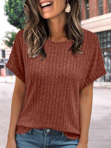 Image of AUTOMET Womens Short Sleeve Tops Fall Shirts 2026 Lightweight Sweater | Dressy Casual Blouse, Fashion Summer Clothing, Cute Spring Outfits, Business Work Tunic, Trend Boho