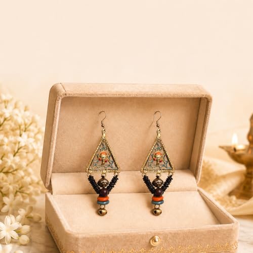 Image of Handcrafted Tribal & Dhokra Art Earrings Collection for Women - Royal Boho Statement Designs in Brass, Wooden, Beaded & Geometric Styles