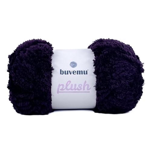 Image of Plush Faux Fur Bulky Yarn, Super Soft Fluffy Fuzzy for Knitting Crocheting Crafting, 100 Gram (3.53 Ounces) 109 Yards (100 Meters) (Dark Eggplant Purple)