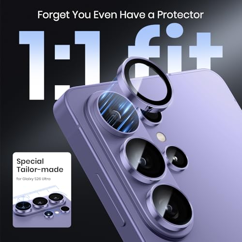 Image of Hoerrye Camera Protection for Samsung Galaxy S26 Ultra - Individual Camera Protection, Anti-Scratch, 9H Hardness Film, Scratch-Resistant, Drop Protection Made of Space Titanium in Military Grade