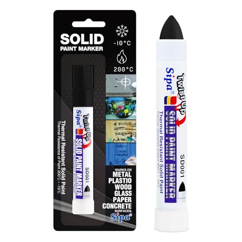 Sipa Permanent Solid Paint Markers, Twist Long-Lasting Paint Pens for Window, Wood,Metal and Glass Marker, 1 Pack (Black)