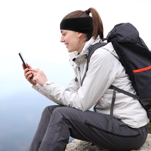 Image of Ear Warmers Headband, KOMAKE 2 Pack Earmuff Headband Fleece Earmuffs Running Headband Winter Ear Covers Moisture Wicking Sweatband Ski Sport Headband For Men & Women (Black+Gray)