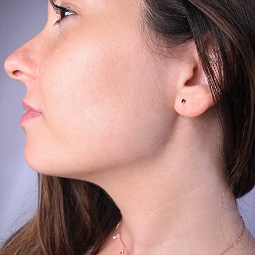 CZ Stud Earrings [.925 Sterling Silver] 2mm Post w/Simulated Diamond Cubic Zirconia Crystals [Hypoallergenic]2