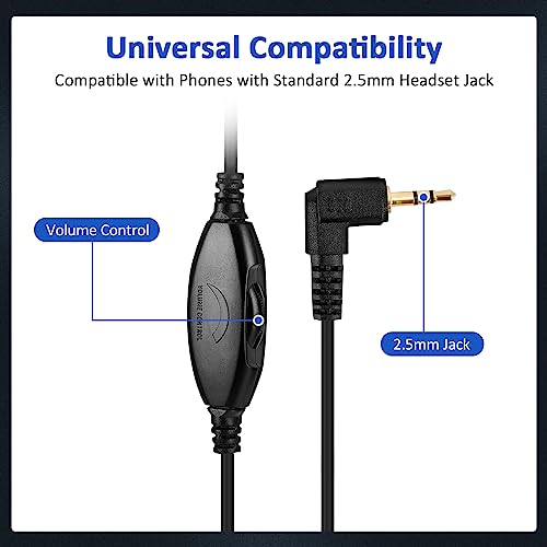 Agptek® 2.5Mm Dual Ear Call Center Telephone Headphone, 6Ft Noise Cancelling Binaural Headset, With Boom-Style Mic For Most Cordless Phones #TOP1