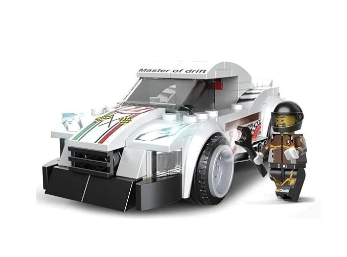 Image of SHAKTISM 10-in-1 Race Car Building Blocks Set, 181+ Pieces, Push n Go Action, Educational DIY Toy for Kids 6+ (DIY Super Car181+PCS)