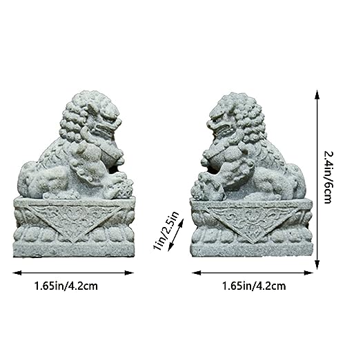 Image of livelyfish Asian Fu Foo Dogs Statues Mini Pair of Two Guardian Lion Sandstone Figurine Pets Fish Tank Aquarium Landscape Ornaments Accessories Feng Shui Decorations (M2)