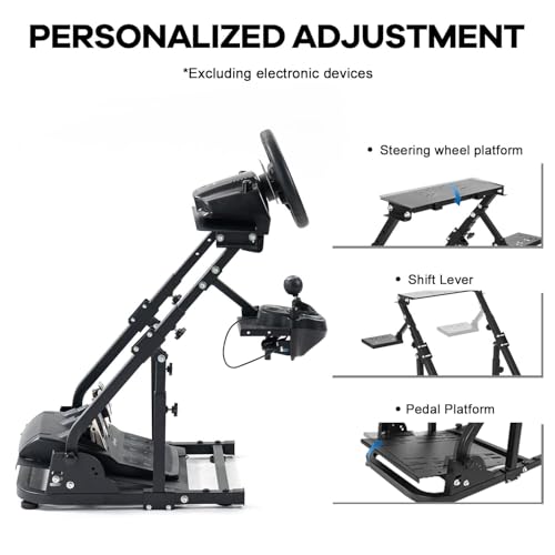 Image of Anman Racing Wheel Stand Pro Fit For Logitech G27 /G29 /G920 Fanatec Thrustmaster Adjustable Gaming Steering Wheel Shifter Mount Racing Simulator Cockpit Foldable Without Pedal & Steering Wheel-Desktop