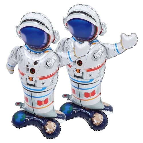 Genérico 2 Piezas Globo De Astronauta Helio Burbuja Globos Led Globos De Margarita Guirnalda De Juego De Arco De Juguete De Agua De Cumpleaños Pa Aluminio