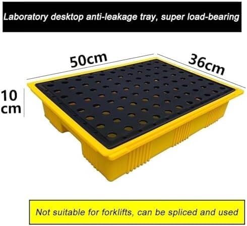 Large Spill Collection Trays with Drains - Removable Industrial Plastic Spill Platforms for Easy Cleanup - Heavy-Duty Spill Pallets (50x36x10cm)