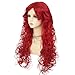 Dai Cloud Red Wigs with Bangs for Women Long Curly Wavy Soft Princess Synthetic Cosplay Halloween Hair Wig for Cosplay Use