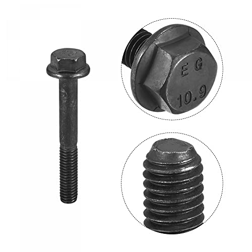 Image of uxcell Metric M6x45mm Hex Flange Bolts, 5pcs 10.9 Grade Carbon Steel Hexagon Head Screws