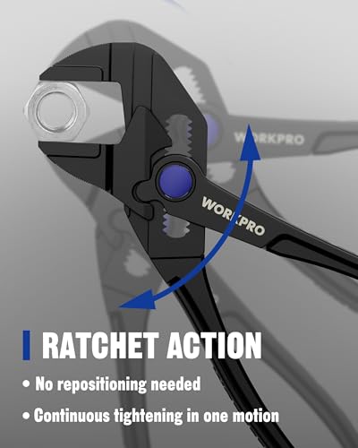 Image of WORKPRO Mini Pliers Wrench, 4-Inch Wrench Pliers with Smooth Parallel Jaws | High-Toughness Alloy Steel, Anti-Rust Coating, High-Leverage Mechanism, Secure Grip, Pocket Pliers, EDC Tool, for Tight Space