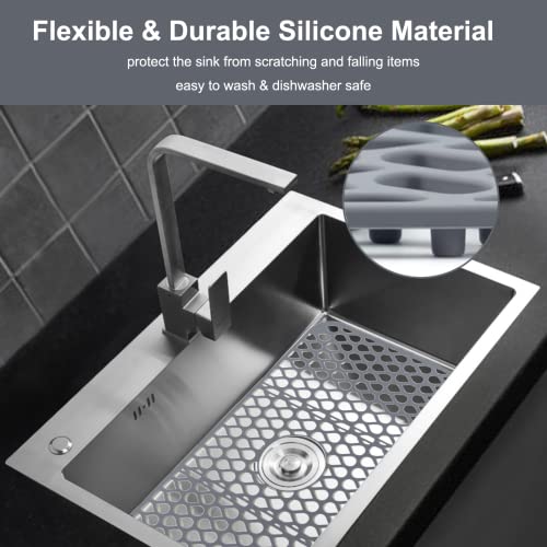 Kitchen Sink Protector, Sciture Non-Slip Sink Protector With Cuttable Center, Foldable Farmhouse Sink Protector For Stainless Steel/Ceramic Sinks, Heat Resistant Sink Mat (1 Pcs, Grey, 26"X 14") #TOP30