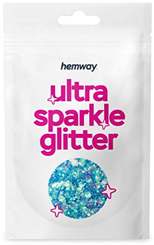 Hemway Baby Blue with Pink Mix Glitter Chunky Multi Purpose Dust Powder Arts & Crafts Halloween Decorations Costumes Scary Makeup Cosmetic Face Eye Body Nails Skin Hair Festival 10g