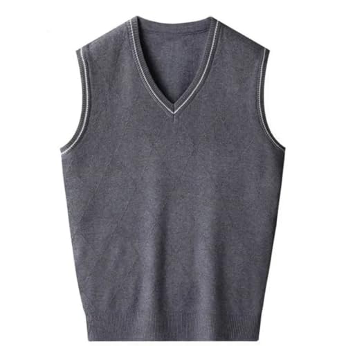 Men's V-Neck Sleeveless Knit Vest Elegant Patchwork Argyle Computer Knitted Casual Waistcoat3