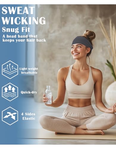 Image of Headbands for Men & Women, Sweat Headband Non-Slip Sweatband Sports Running Cycling Yoga Basketball Workout Football Training