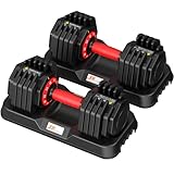 JX FITNESS Adjustable Dumbbell Set - 11KG/24.5KG Pair Weights with Non-Slip Handle, Space-Saving for Home Gym Exercise Equipment - Safety Locking Mechanism for Men and Women ﻿ (11KG Pair)
