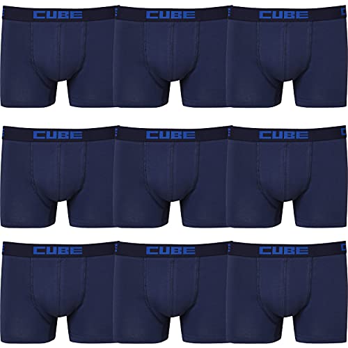 CUBE Wear - Boxer da uomo, confezione da 9 pezzi, in cotone, taglie S, M, L, XL, XXL, Blu scuro, M