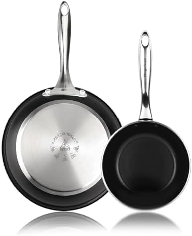 MAGEFESA Prisma Frying Pan Set. 7.9 & 11. 18/10 Stainless Steel. Triple-Layer Nonstick. Works o...