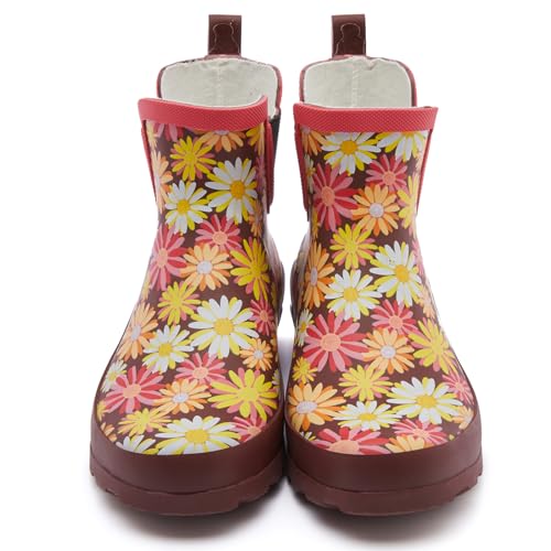 Image of SWIFTFROG Rain Boots for Women - Waterproof Ankle Garden Shoes Anti-Slipping Floral Printed Rainboots for Ladies Stylish Light Ankle Rain Shoes, Women's Rain Footwear