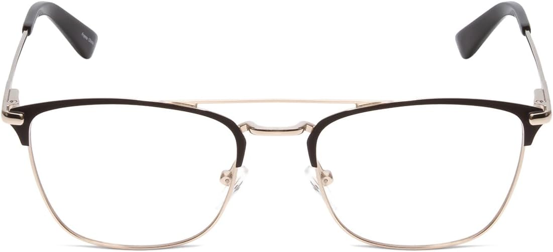 Calabria Ernest 4843 Pilot Stainless Steel Reading Glasses Black Silver Men Women Blue Light Blocking or Clear Lens Readers