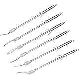 VINGVO Bow Fishing Arrowheads, 6PCS Stainless Steel Slingshot Fishing Arrow Archery Silver Lightweight Fishing Slingshot for Fish Shooting Darts, Finger Ring Launcher