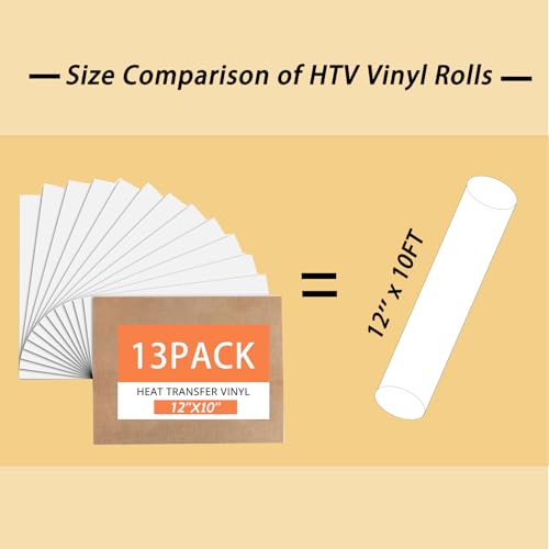 White HTV Heat Transfer Vinyl Bundle: 13 Pack 12" x 10" White Iron on Vinyl for T-Shirt, Heat Transfer Vinyl for Silhouette Cameo or Heat Press Machine - Image 5