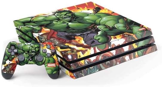 Skinit Decal Gaming Skin Compatible with PS4 Pro Bundle - Officially Licensed Marvel Enraged Hulk Design