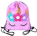 Birsppy Unicorn Gifts for Girls - Unicorn Drawstring Backpack/Makeup Bag/Bracelet/Inspirational Necklace/Hair Ties (Pink Star Unicorn)