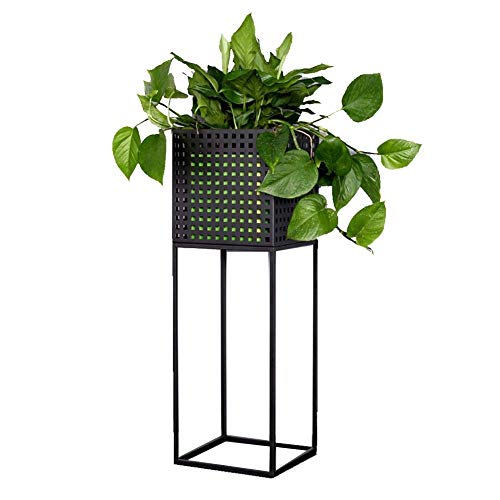 GTT Soporte para Flores De Metal Soporte para Macetas Balcón Soporte De Planta De Pie Interior Decorativa,Negro