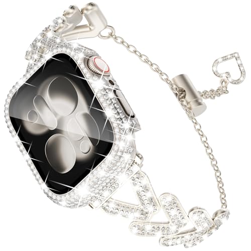 Bracelets Apple Watch Series 10 chic KADES et coque strass pour sublimer vos tenues de bureau