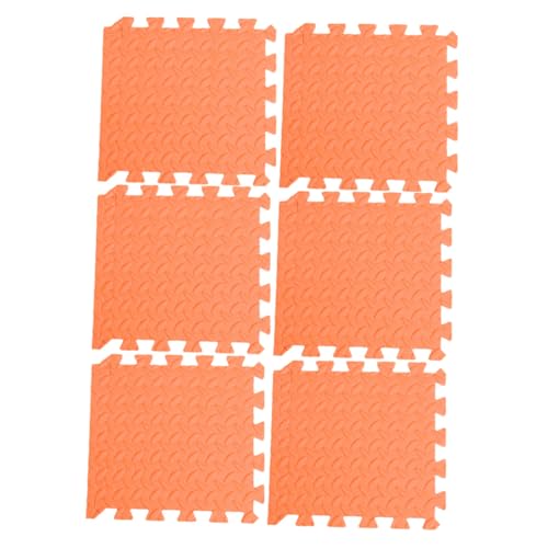 HOODANCOS Tapete de Piso de Eva Baldosas Entrelazadas 6 Piezas Textura de Hoja Cojín Protector para Niños Sala Dormitorio Naranja