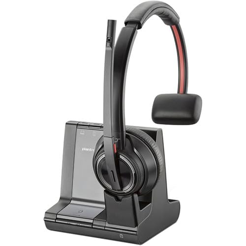 Poly (Plantronics 10x Savi 8210 Office Wireless DECT Headset System (7S445AA) Bundle Including: Goby Labs Headphone Cleaner, Headphone Stand, Fiber Cloth