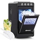 WELLENT Ice Maker Stainless Steel Countertop, Portable Ice Cube Machine for Bullet Ice in 6 Mins (12kg/24h) – Self-Cleaning & 2 Sizes – Compact Ice Maker for Home Bar, Kitchen, Office & Garden Parties