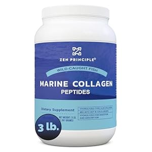 Zen Principle Marine Collagen Peptides Powder 3 lb. Wild-Caught Fish, Non-GMO. Supports Healthy Skin, Hair, Joints, and Bones. Hydrolyzed Type 1 & 3 Protein. Amino Acids, Unflavored, Easy to Mix.