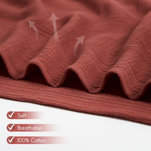 Image of Meracorallo Muslin Swaddle Blanket, 100% Cotton Receiving Blanket Soft and Breathable Swaddle Wrap for Baby Boys and Girls, Red