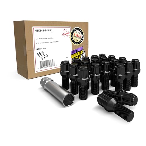 Image of Wheel Accessories Parts 20 Pcs M14 x 1.50 14 x 1.5 Thread Acorn Seat Spline Lug Bolt Black Finish 24mm Shank Length Car Spline fits Ferrari 456 GT 456 GTA 456 M 456 M GT 456 M GTA