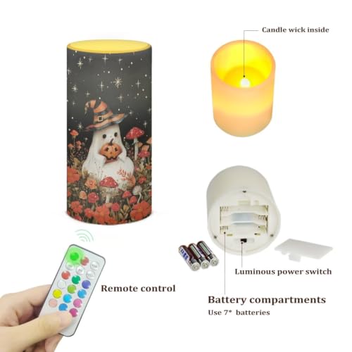 Image of Mushroom Ghost Flameless Flickering Candles with Remote Timer