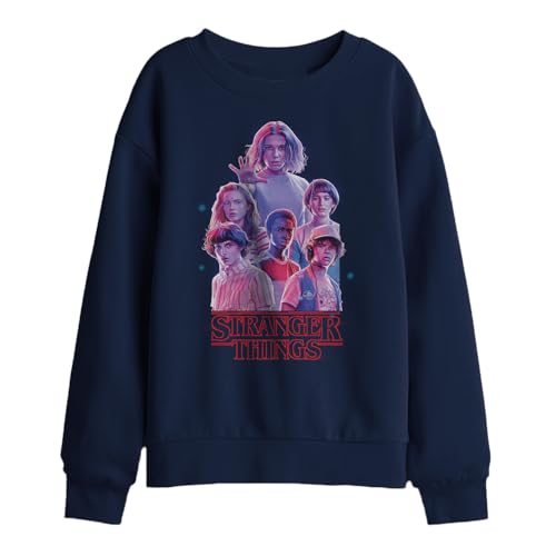 Stranger Things Pink Glow Group - Sudadera para niños, Color Negro, 12-13