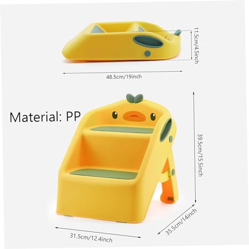 يو-هومي مقعد قابل للطي للاطفال الصغار في المطبخ والحمام والحوض، مقعد تدريب على استخدام المرحاض، مقعد مزدوج الارتفاع 11 انش، مقعد بلاستيكي مساعد للمطبخ مع مقابض، مقعد قدم للحضانة (اصفر)