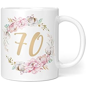 Geschenk Tasse Geburtstag 70 Frau – Geschenkideen zum 70 Geburtstag – Geburtstagsgeschenk für Frauen Blumen