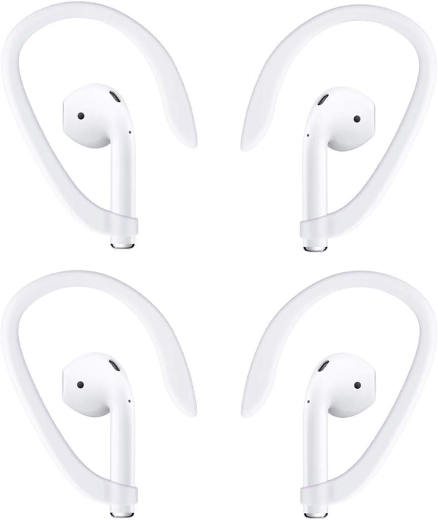 4 Pieces AirPods Ear Hooks Compatible with AirPods 1,2 and Pro, TEEMADE Sports Headset for AirPods 1,2 and Pro (White)