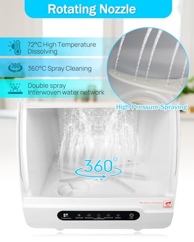 Bonxrdun XWJ01 Countertop Dishwasher, Portable Dish Washer, 5 Washing Modes, 360° Cleaning, Energy Efficient thumb #3
