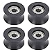 Keenso 4pcs Universal Polyurethane Guide Wheel, Smooth Silent Elliptical Roller with Metal Bearings, for Gym Equipment Garage Door DIY Projects 42mm