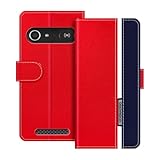 UOGNADGD Lederhülle Kompatibel mit Doro 8040 Klappbares Portemonnaie-Hülle mit Magnetverschluss Ständer & Kartenfächern stoßfestem Schutz (Rot)