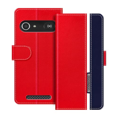 UOGNADGD Lederhülle Kompatibel mit Doro 8040 Klappbares Portemonnaie-Hülle mit Magnetverschluss Ständer & Kartenfächern stoßfestem Schutz (Rot)