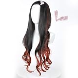 SutouriiByuutii Long Wavy Wig for Nezuko Cosplay Orange and Black Hair DS Anime Cosplay with Wig Cap + Ribbon