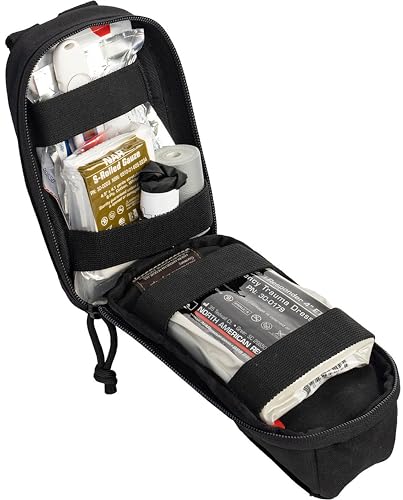 North American Rescue K-9 Handler ROO M-FAK First Aid Kit (Black) NAR K9 MOLLE Mini MFAK Trauma Kit for Dogs with C-A-T Tourniquet, Thermometer, Vented Chest Seals (80-1067)